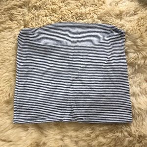 Blue and White Striped Tube Top
